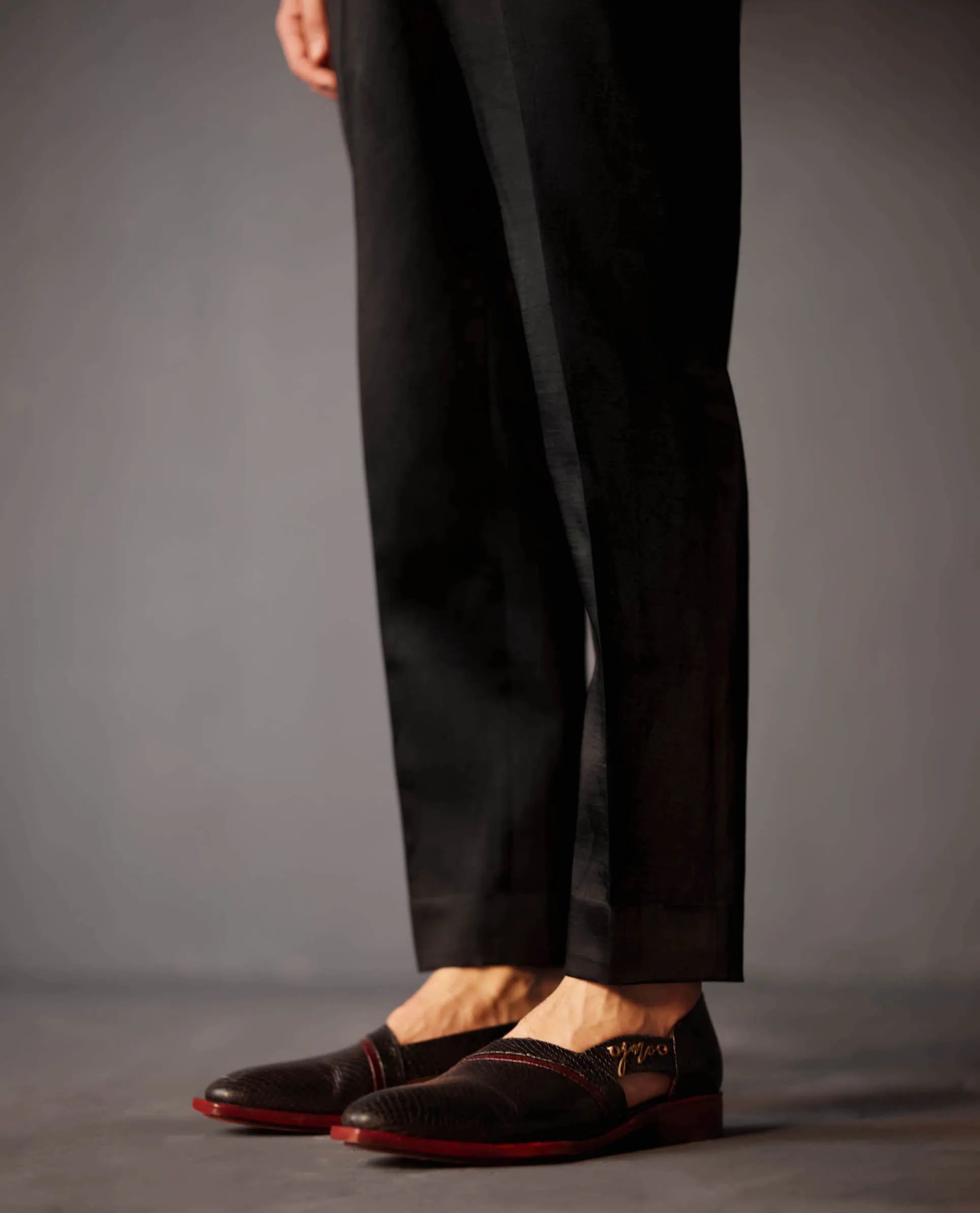 Pique black tuxedo set