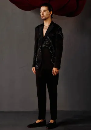 Pique black tuxedo set