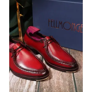 Red Mirror Glossed Patina 2 Eyelet Wallabee Derby With Metal Toe