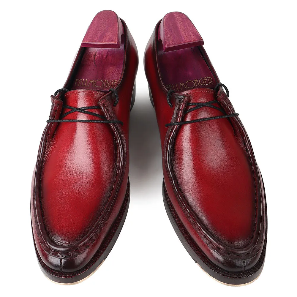 Red Mirror Glossed Patina 2 Eyelet Wallabee Derby With Metal Toe