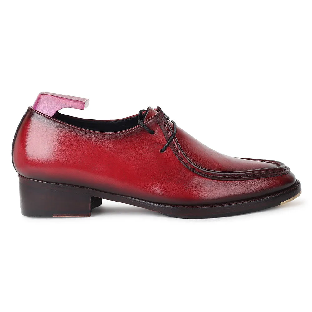 Red Mirror Glossed Patina 2 Eyelet Wallabee Derby With Metal Toe
