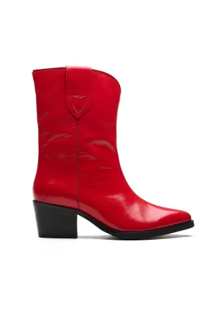 Red Patent Leather Ankle Boots