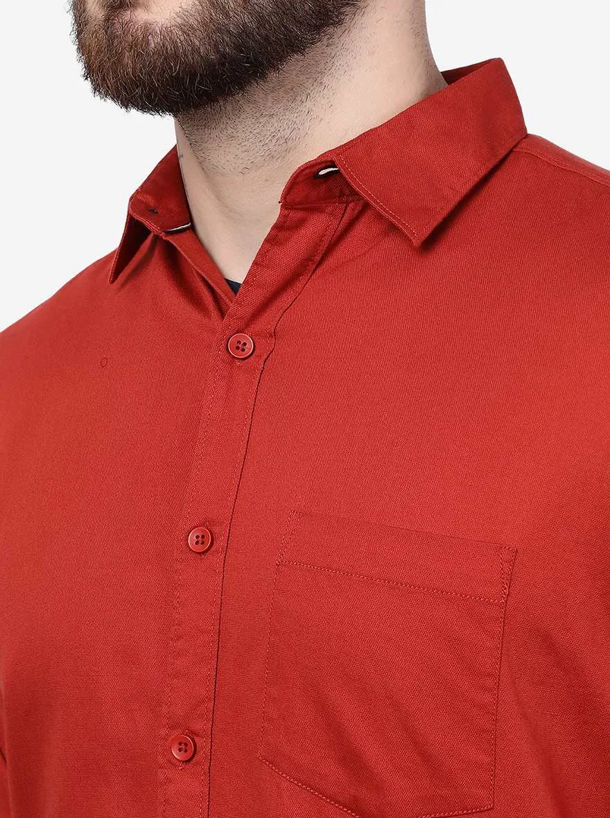 Red Solid Slim Fit Casual Shirt | JadeBlue