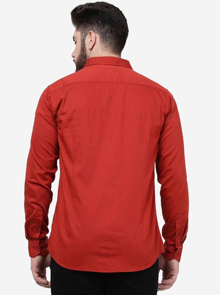 Red Solid Slim Fit Casual Shirt | JadeBlue