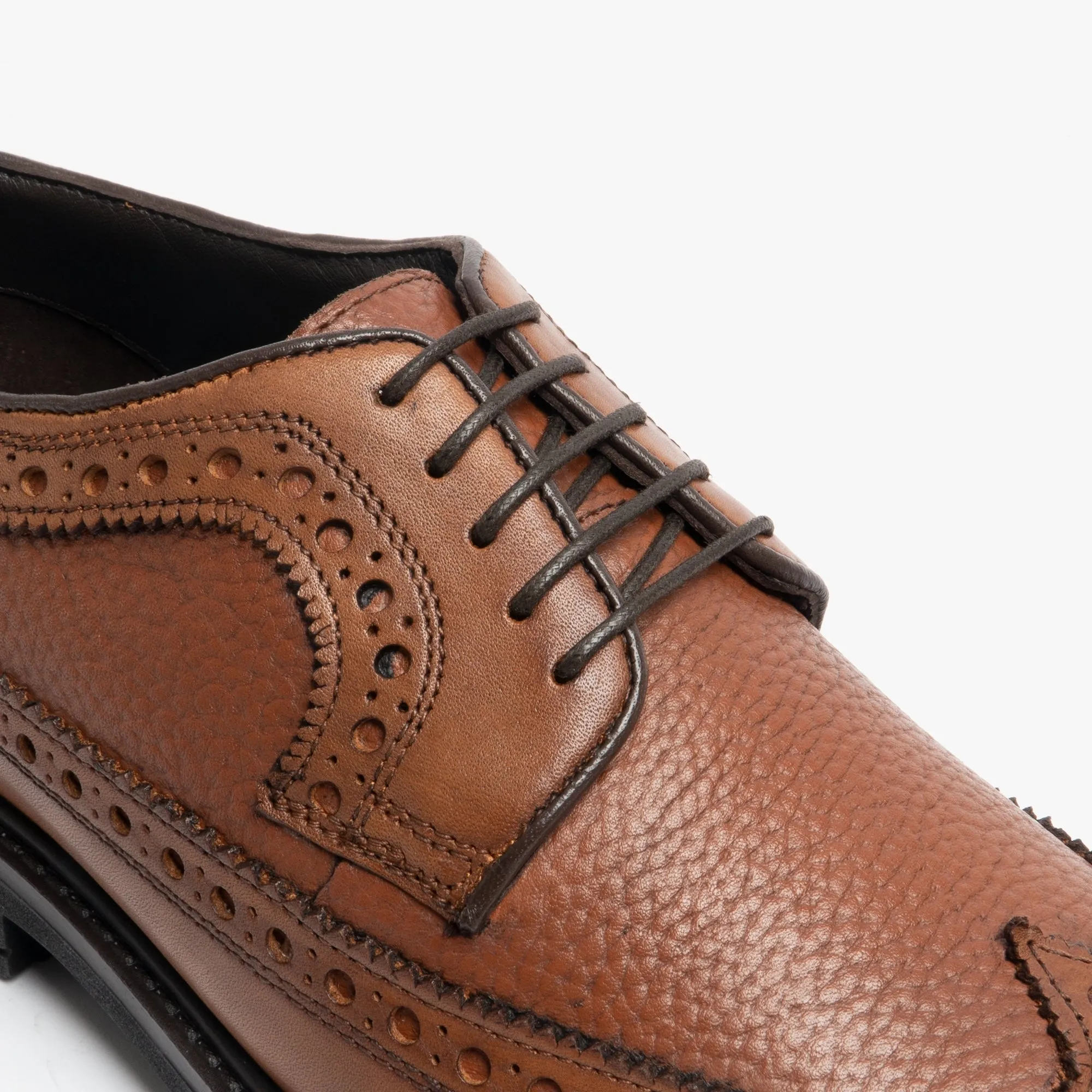 Roamers JAMES Mens Leather Lace Up Brogue Gibson Shoes Brown