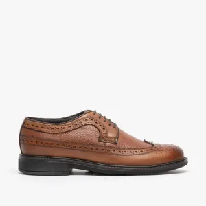 Roamers JAMES Mens Leather Lace Up Brogue Gibson Shoes Brown
