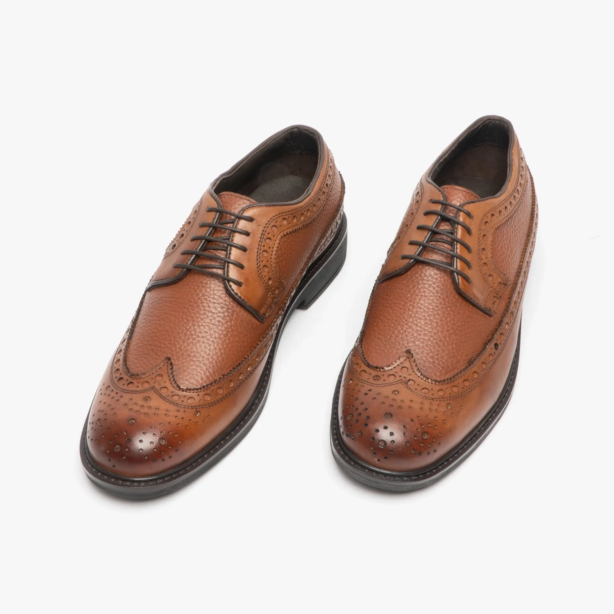Roamers JAMES Mens Leather Lace Up Brogue Gibson Shoes Brown