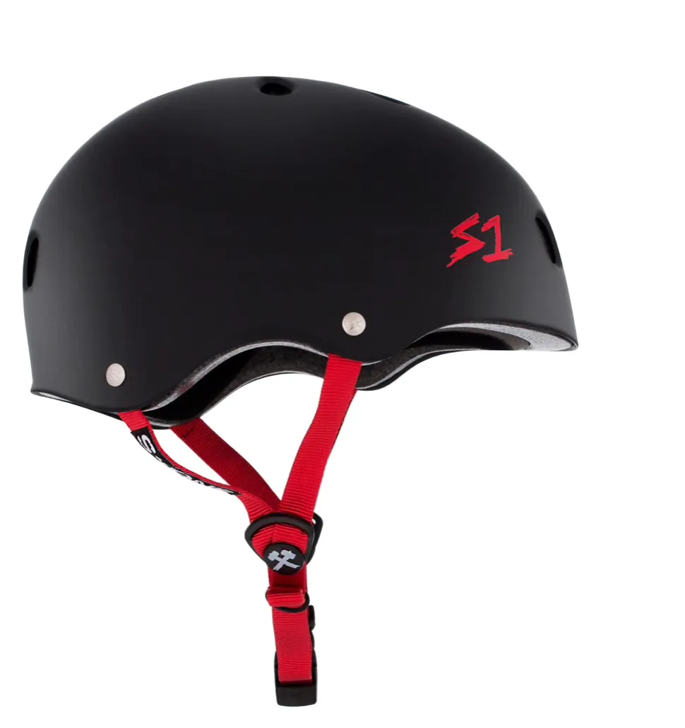 S1 LIFER HELMET - BLACK MATTE WITH RED STRAPS