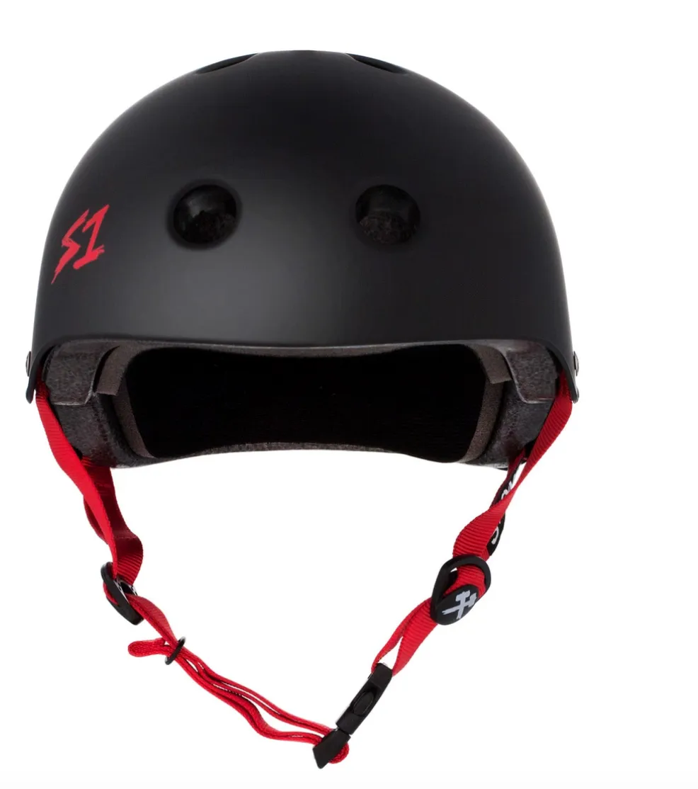 S1 LIFER HELMET - BLACK MATTE WITH RED STRAPS
