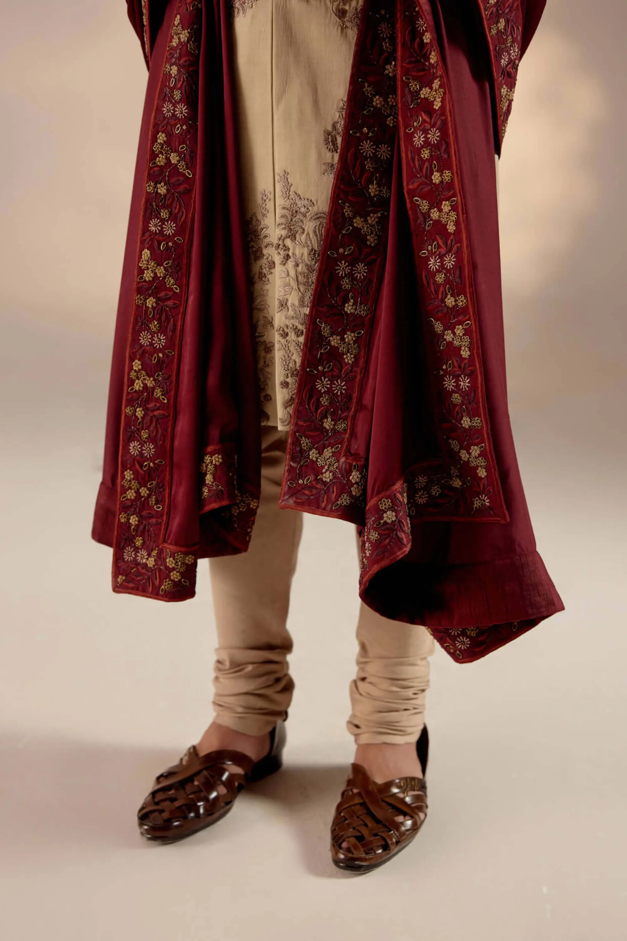 Sand ridge linen silk sherwani set