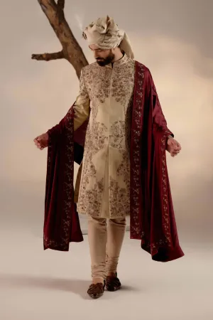 Sand ridge linen silk sherwani set