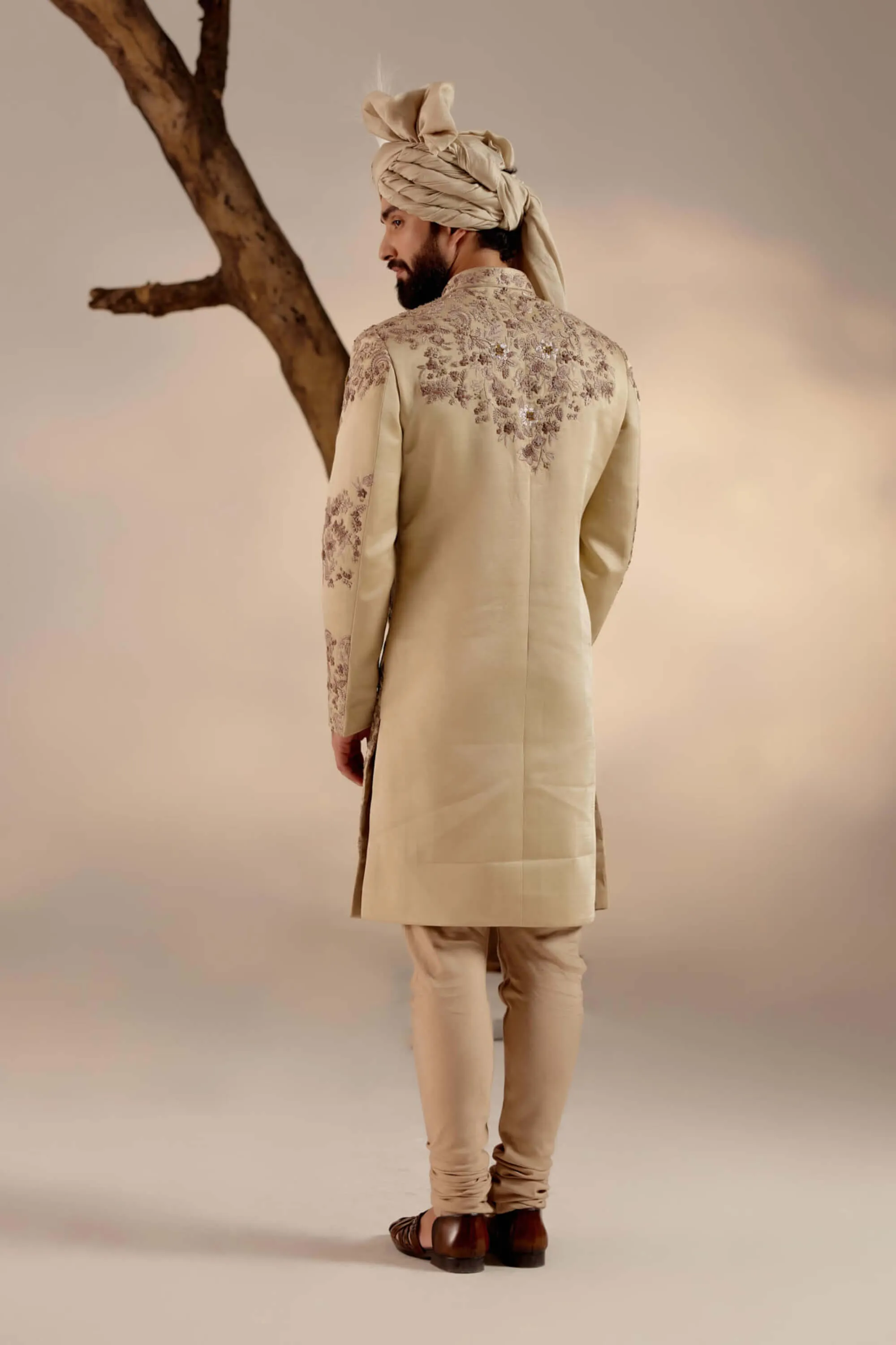 Sand ridge sherwani set