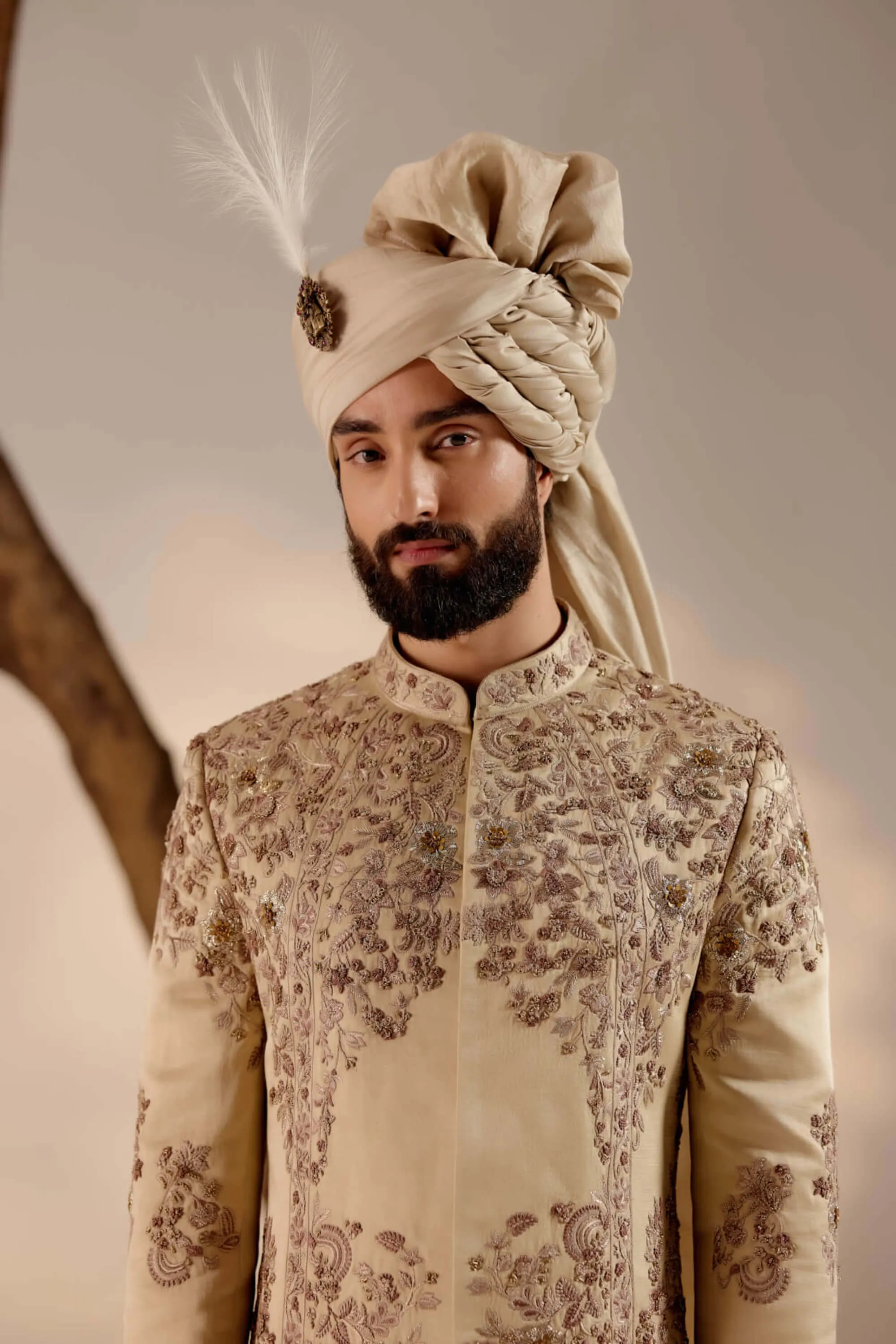 Sand ridge sherwani set