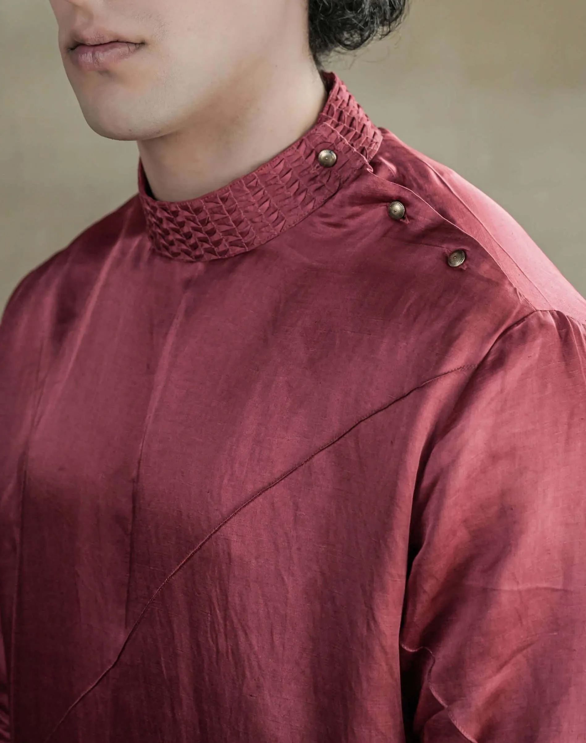 Scarlet kurta and churidar