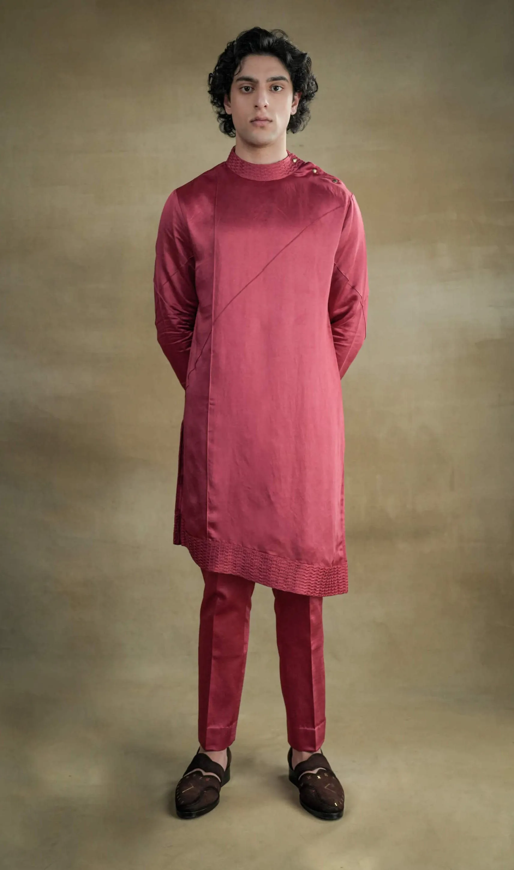 Scarlet kurta and churidar