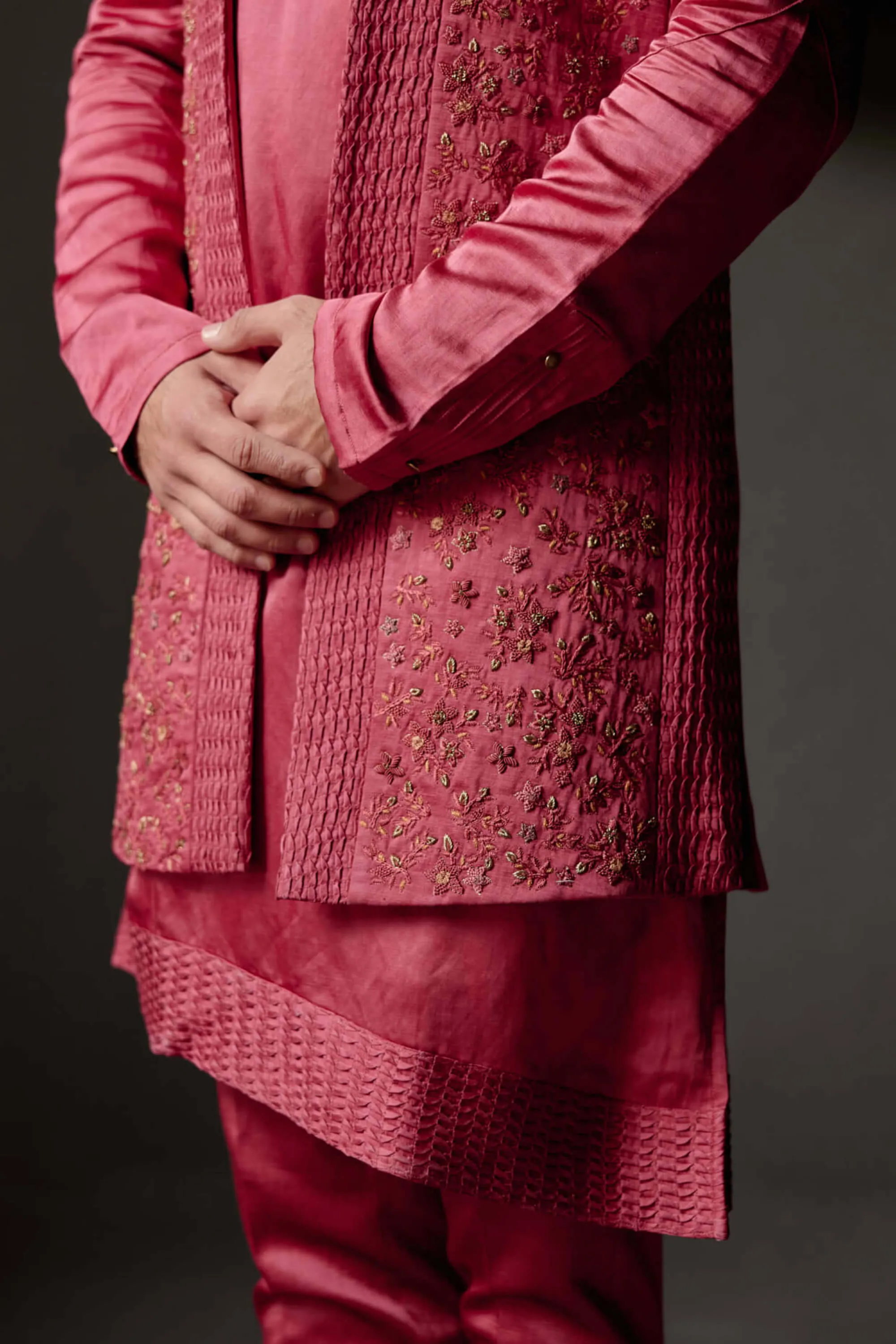 Scarlet red shrug and kurta set