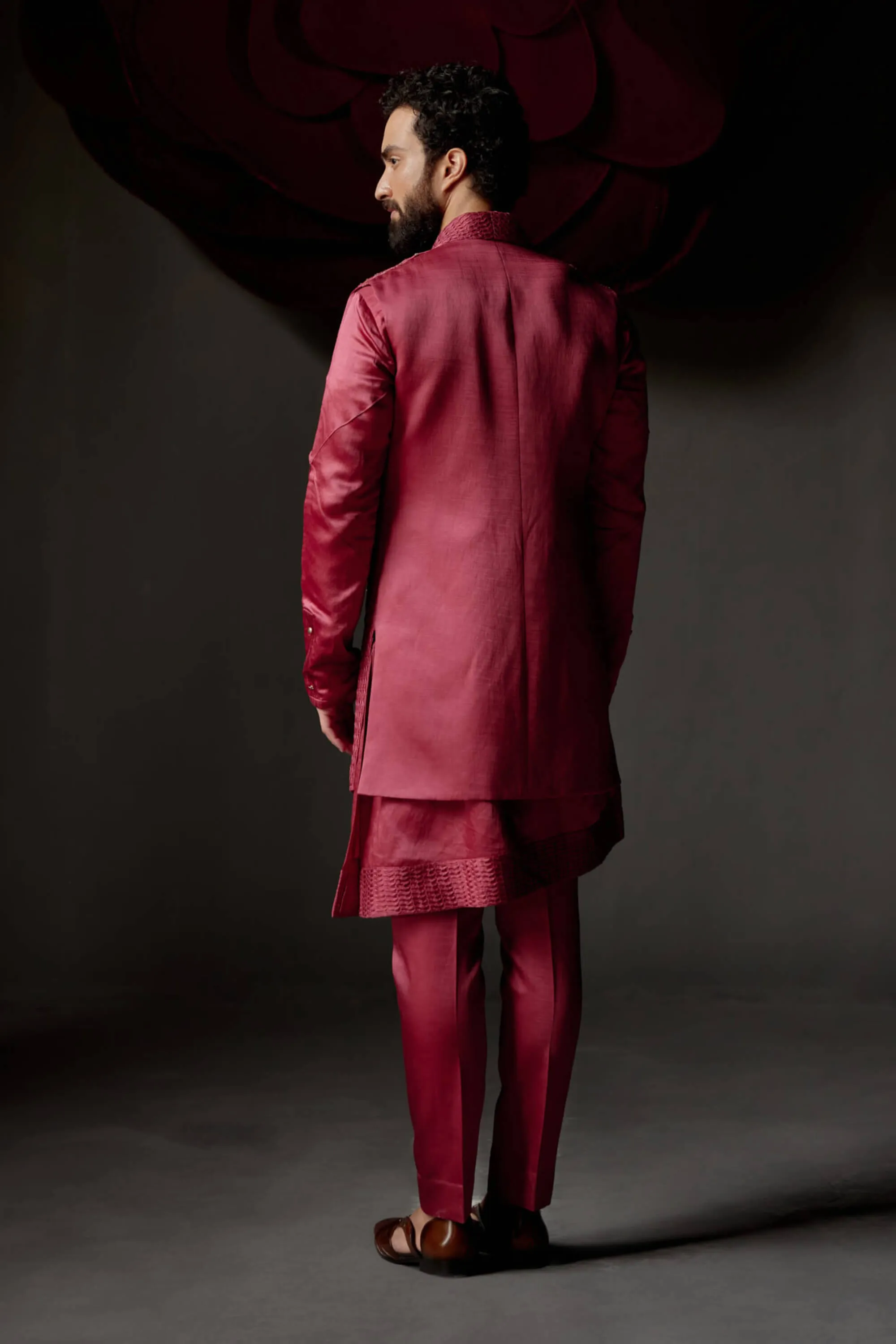 Scarlet red shrug and kurta set