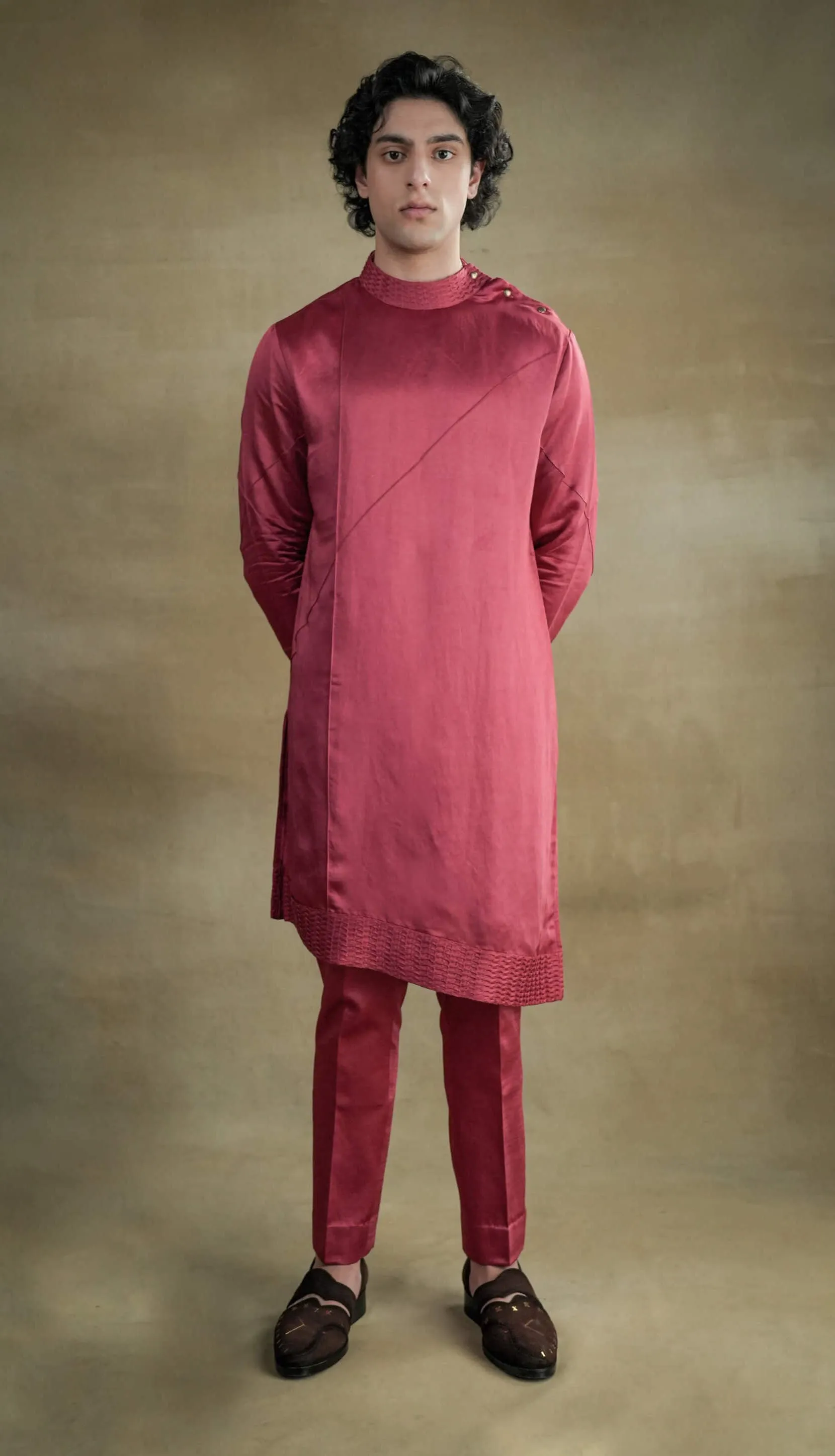 Scarlet red shrug and kurta set