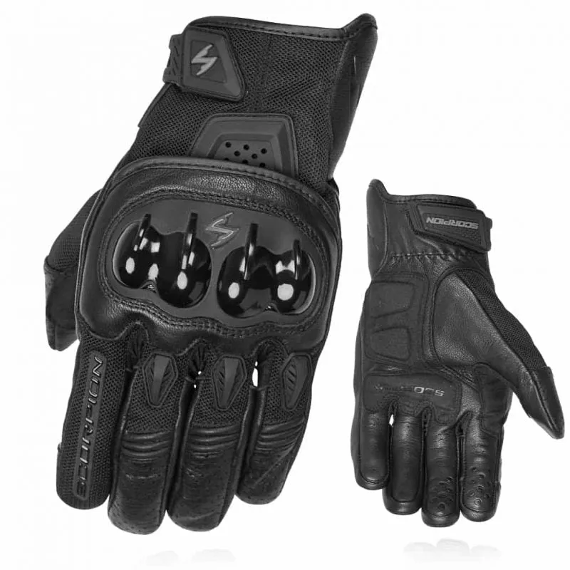 Scorpion EXO Talon Motorcycle Short Leather and Mesh Gloves - Black