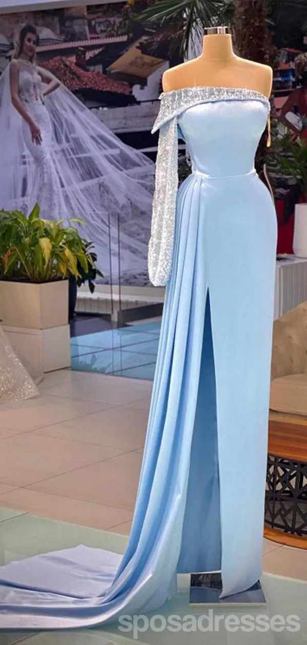 Sexy Sheath One Shoulder Long Sleeves Maxi Long Prom Dresses,Evening Dresses,13159
