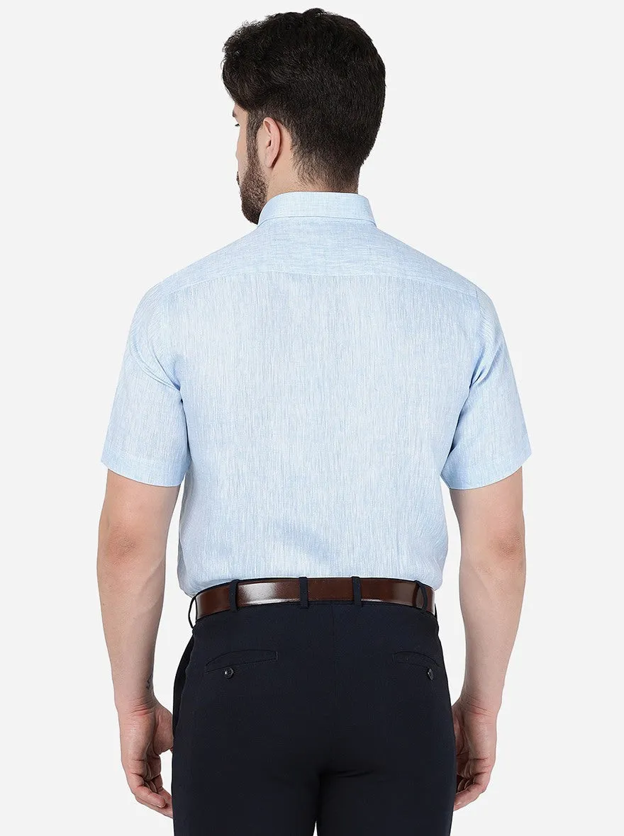 Sky Blue Solid Regular Fit Formal Shirt | JadeBlue