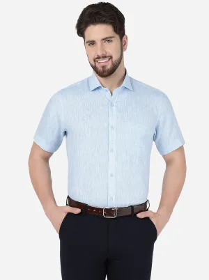 Sky Blue Solid Regular Fit Formal Shirt | JadeBlue