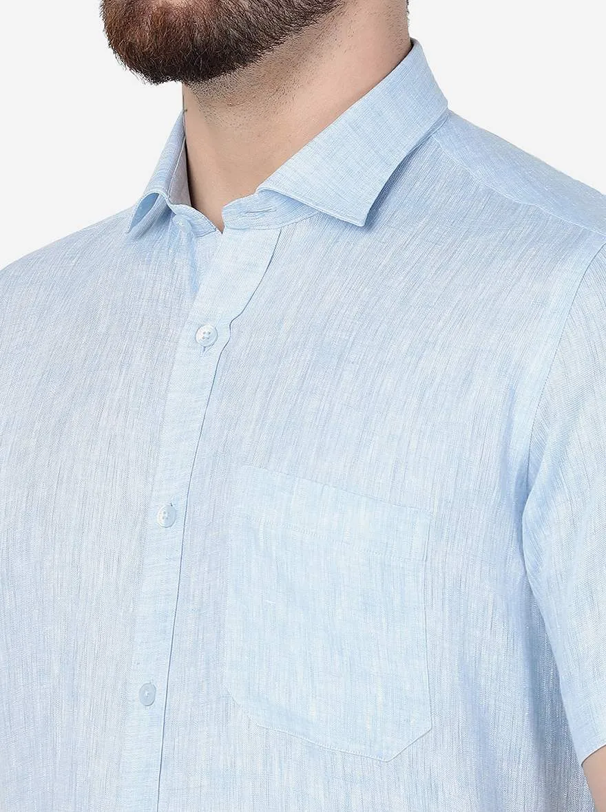 Sky Blue Solid Regular Fit Formal Shirt | JadeBlue