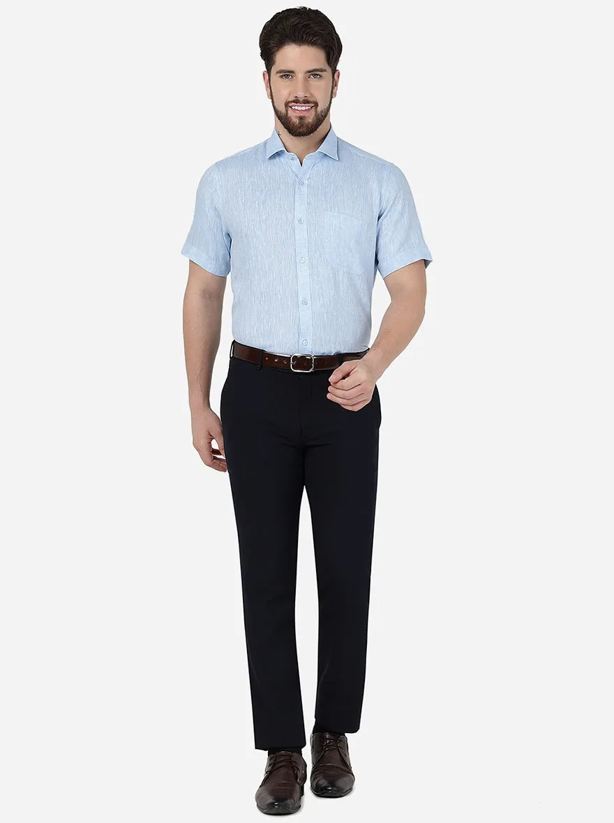 Sky Blue Solid Regular Fit Formal Shirt | JadeBlue