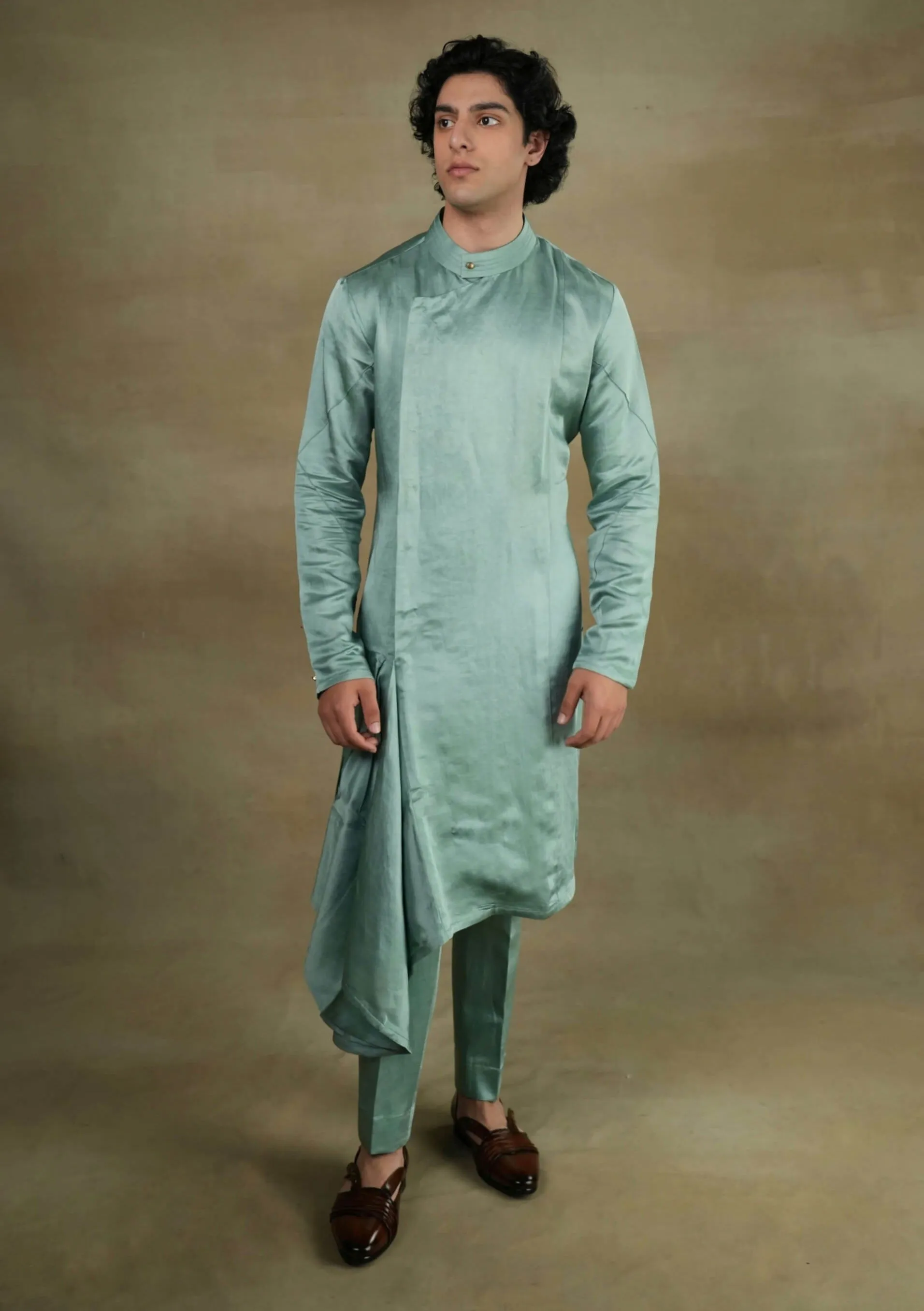 Smokey grey pallid shrug and kurta set