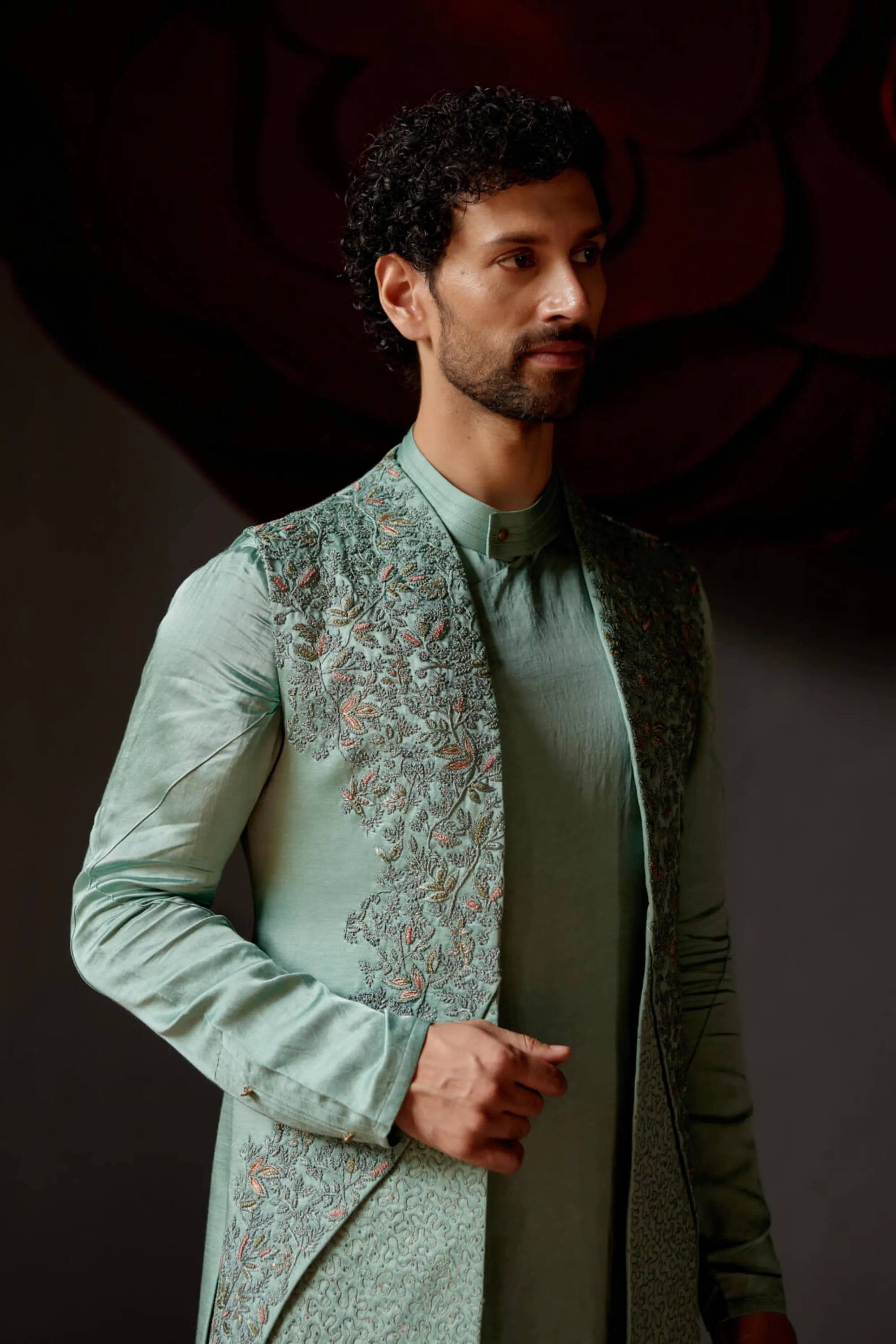 Smokey grey pallid shrug and kurta set