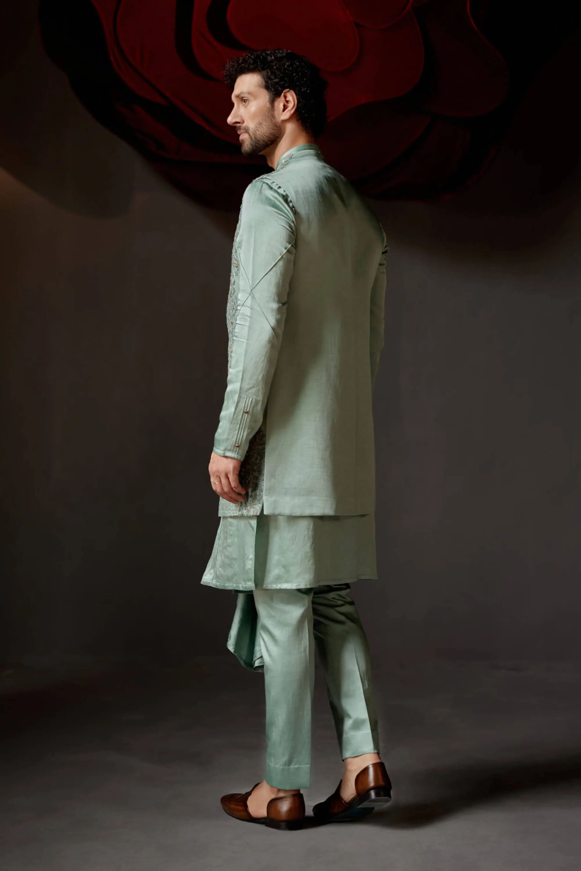 Smokey grey pallid shrug and kurta set