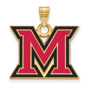 Sterling Silver Gold-plated Miami University Ohio Letter M Large Enameled Pendant