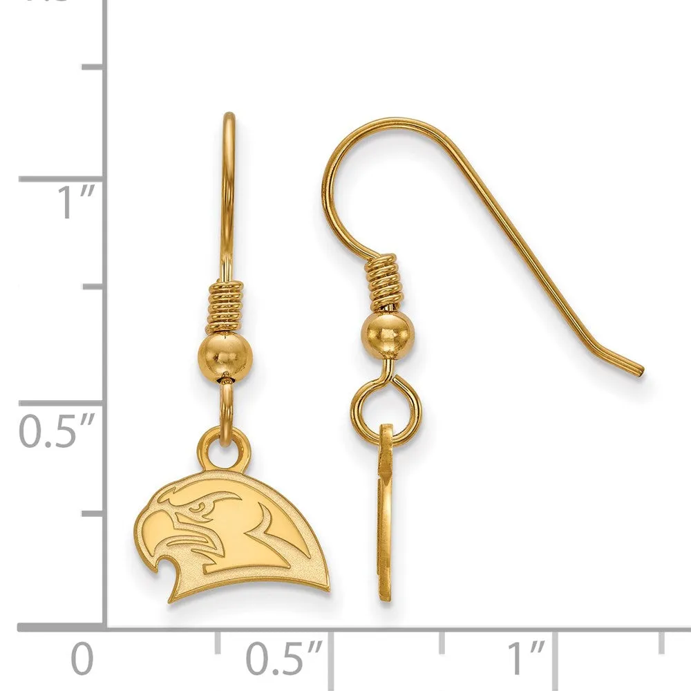 Sterling Silver Gold-plated Miami University Ohio Redhawk Extra Small Dangle Wire Earrings