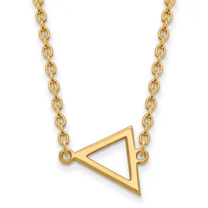 Sterling Silver Gold-plated Miami University Ohio Small Triangle Pendant 18 inch Necklace