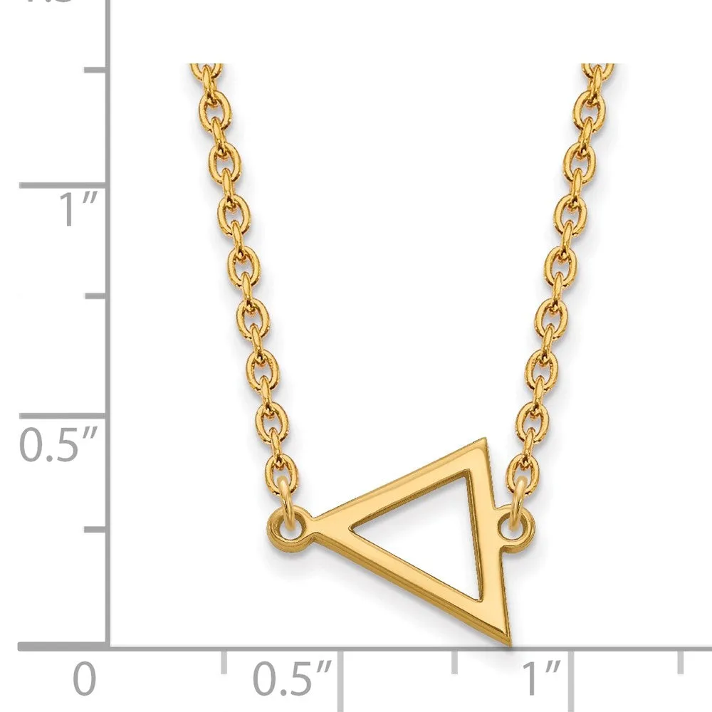 Sterling Silver Gold-plated Miami University Ohio Small Triangle Pendant 18 inch Necklace
