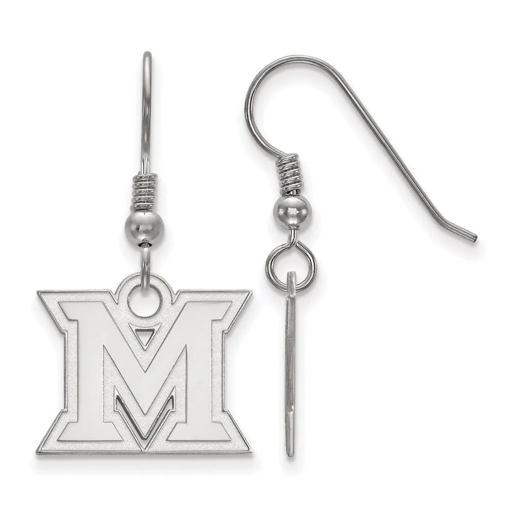 Sterling Silver Rhodium-plated Miami University Ohio Letter M Small Dangle Wire Earrings