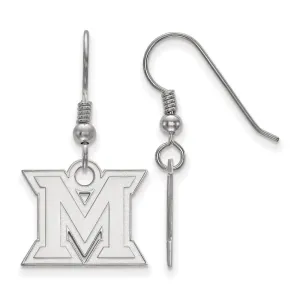 Sterling Silver Rhodium-plated Miami University Ohio Letter M Small Dangle Wire Earrings