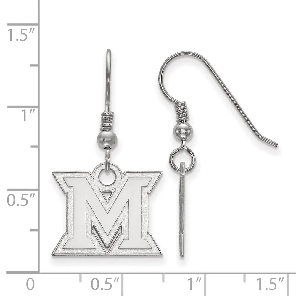 Sterling Silver Rhodium-plated Miami University Ohio Letter M Small Dangle Wire Earrings