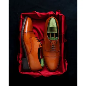 Tan Mirror Glossed Patina Captoe Classic Derby
