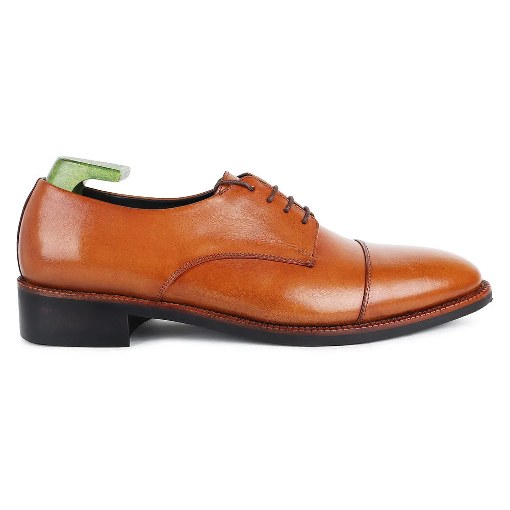Tan Mirror Glossed Patina Captoe Classic Derby