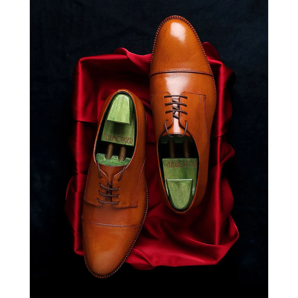 Tan Mirror Glossed Patina Captoe Classic Derby
