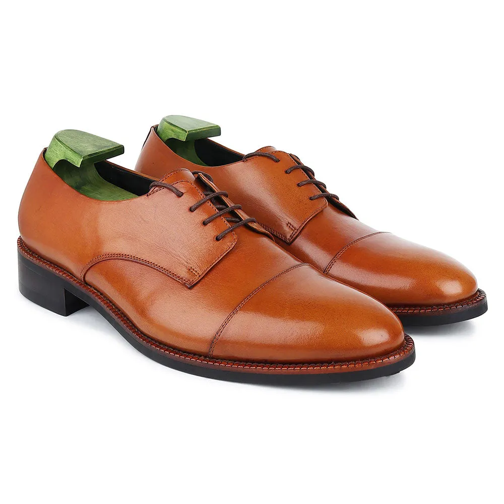 Tan Mirror Glossed Patina Captoe Classic Derby