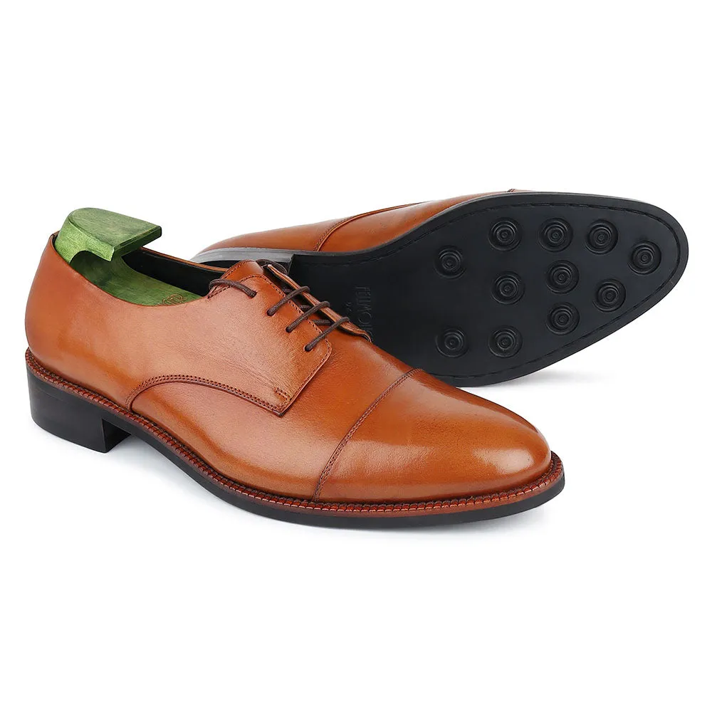 Tan Mirror Glossed Patina Captoe Classic Derby