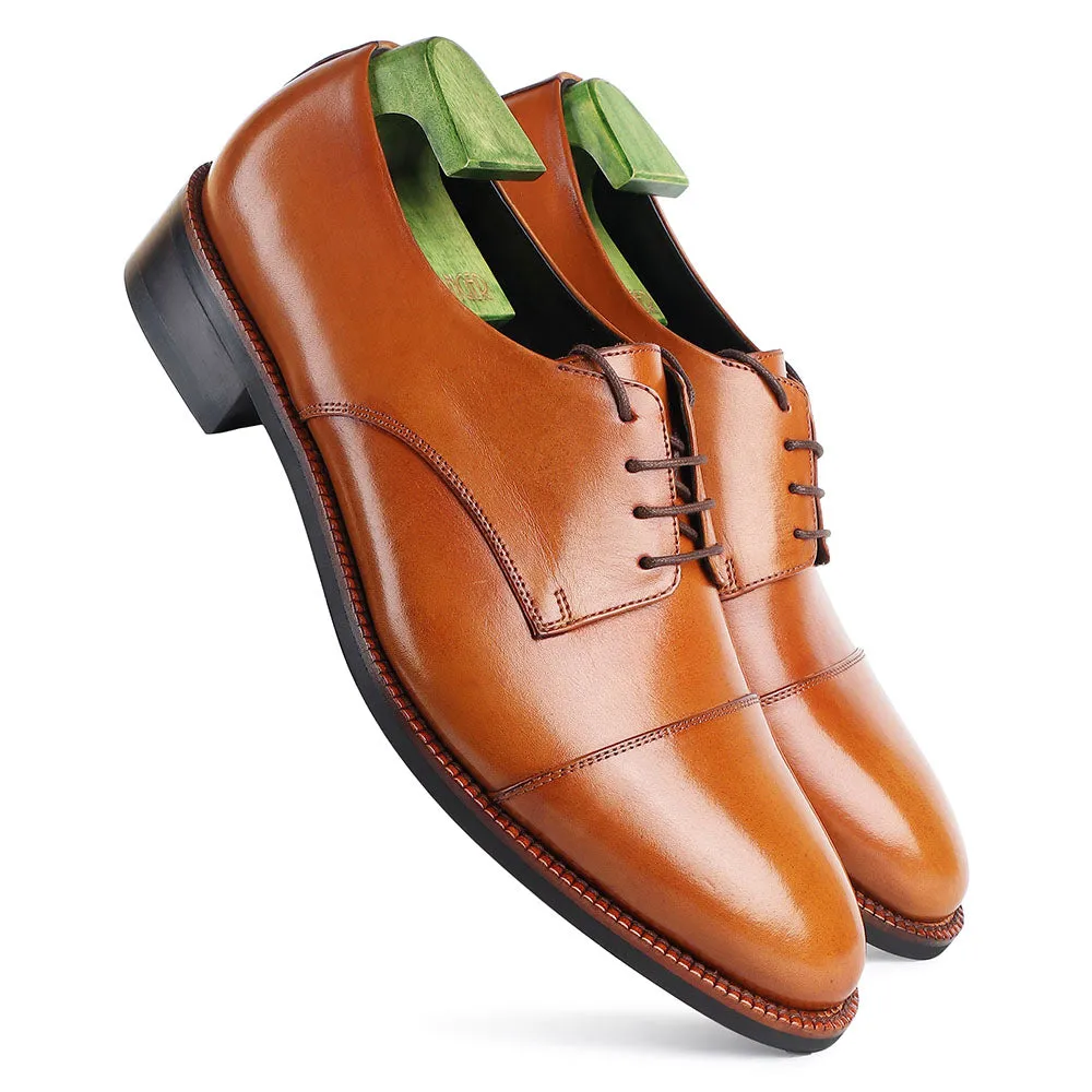 Tan Mirror Glossed Patina Captoe Classic Derby