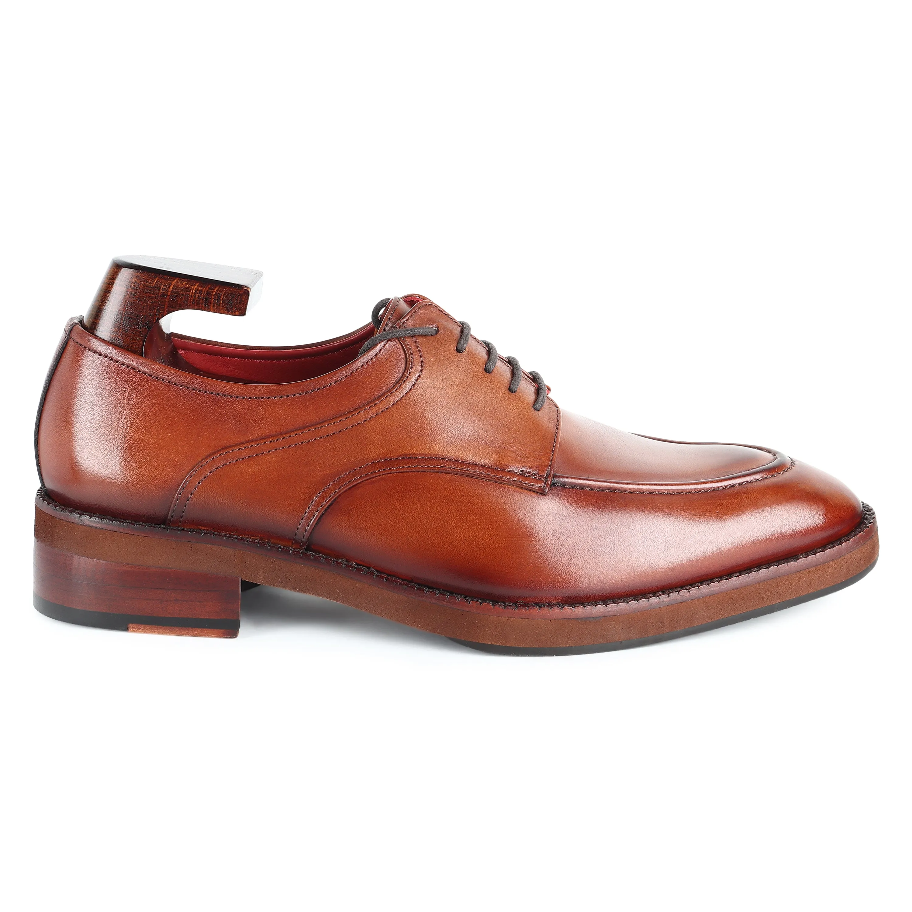 Tan Mirror Glossed Patina Extralightweight Saddle Derby