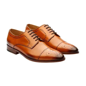 Tan Punched Medallion derby