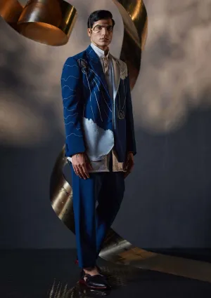 Teal blue blazer and trouser set