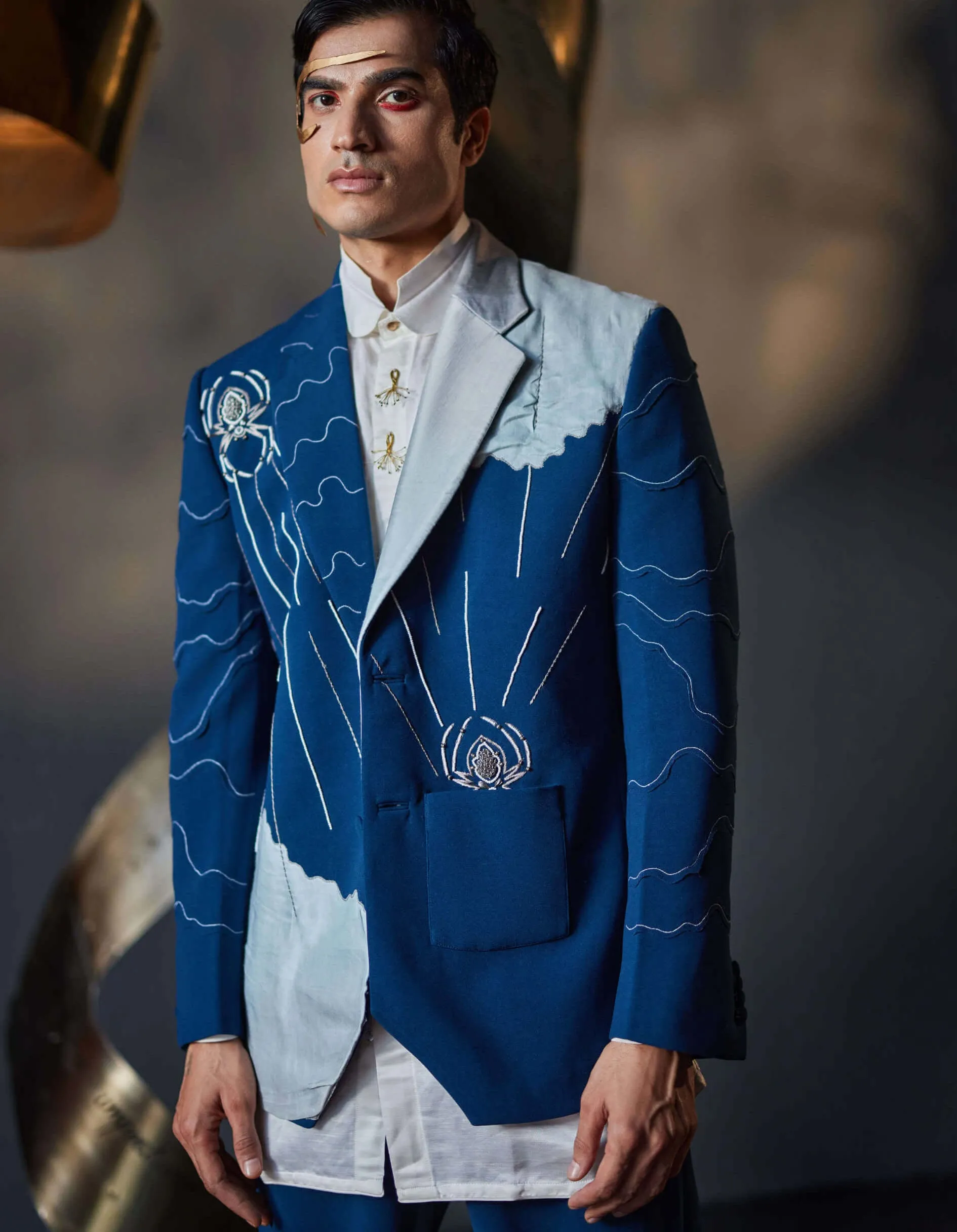 Teal blue blazer and trouser set