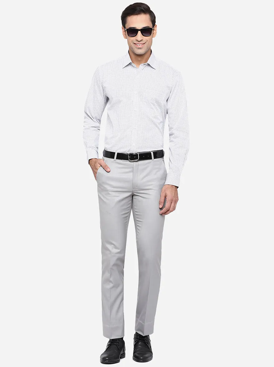White & Grey Checked Regular Fit Formal Shirt | JadeBlue