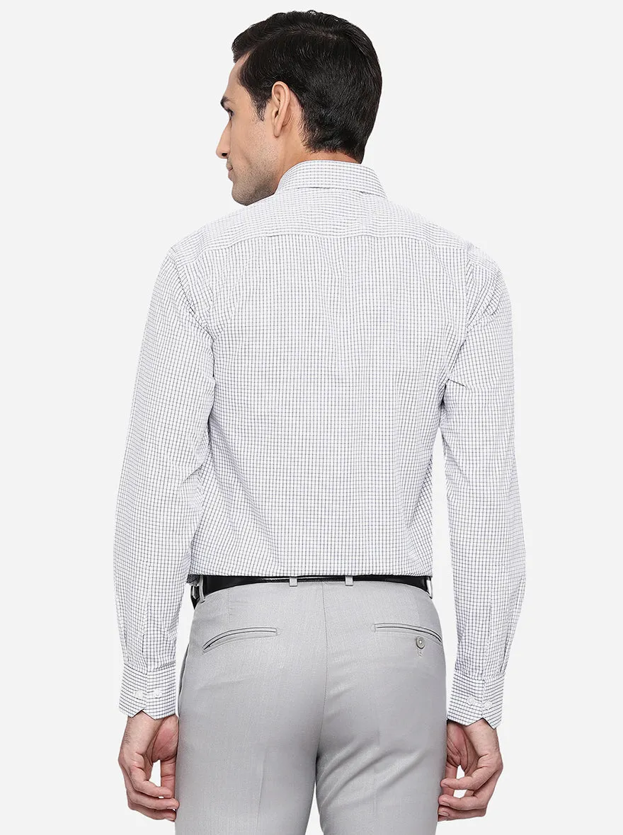 White & Grey Checked Regular Fit Formal Shirt | JadeBlue